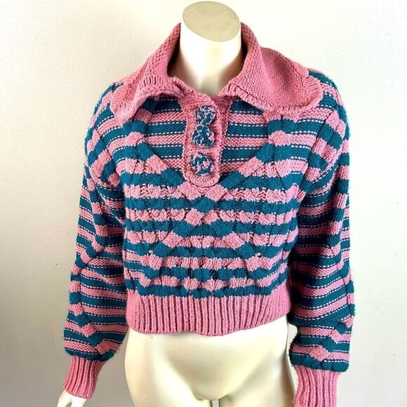 NEW ZARA striped cable knit cropped sweater size small woman’s fall - Picture 7 of 12